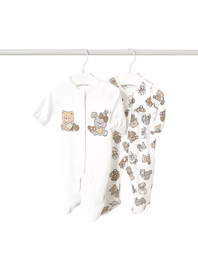 Set 2 salopete (pijamale) - ursuleti/iepurasi - Mayoral 4-6 luni