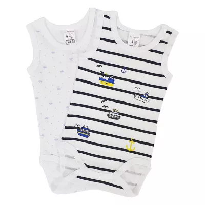 Set 2Body maiou cu imprimeu Vapoare si Nori 2 ani