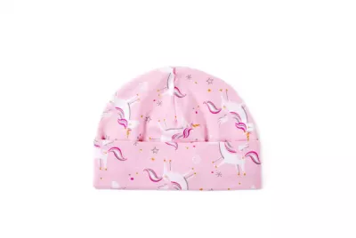 Set 2 caciulite nou-nascut Unicorn/Pink Gold Stars