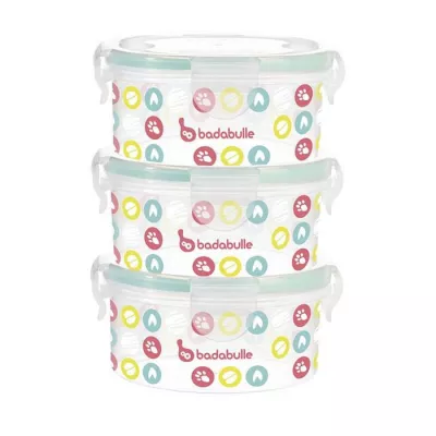 Set 3 boluri ermetice pentru pastrarea hranei - Badabulle