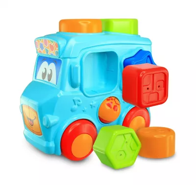 Set 3 in 1 - Autobuz cu sortator, cilindru & turnulet cu bile