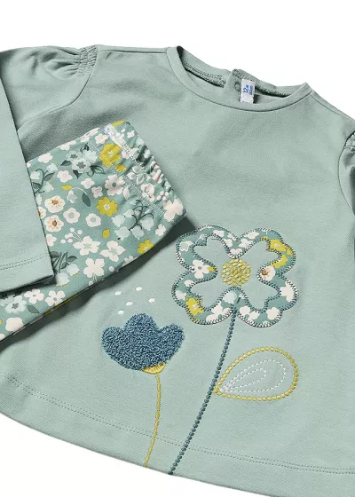 Set 3 piese - Bluza + Pantaloni + Bentita - Flori - Mayoral   36 luni