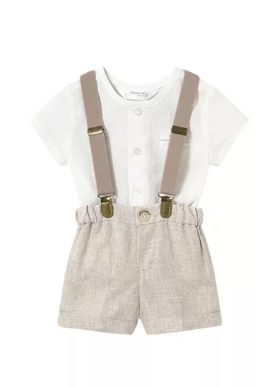 Set 3 piese - camasa + pantaloni scurti + bretele - Mayoral