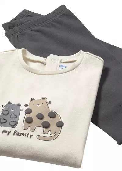 Set 3 piese - Pulover+bluza+colanti - bej - Mayoral  4 ani