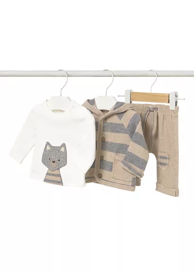 Set 3 piese - Pulover cu gluga+bluza+pantaloni - Mayoral  4-6 luni