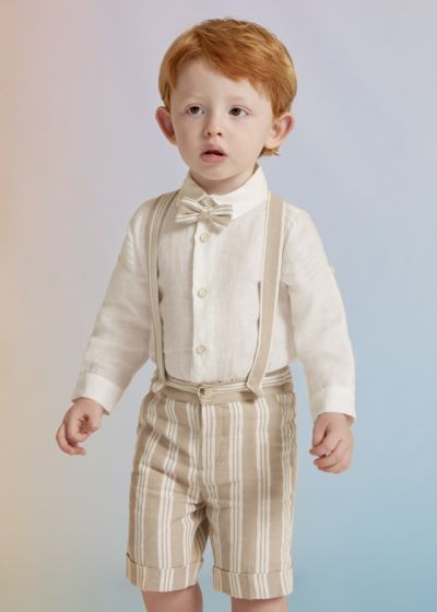 Set 3 piese IN - Camasa eleganta si papionpantaloni scurti cu bretele - Abel & lula 12 luni