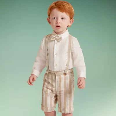 Set 3 piese IN - Camasa eleganta si papionpantaloni scurti cu bretele - Abel & lula 12 luni