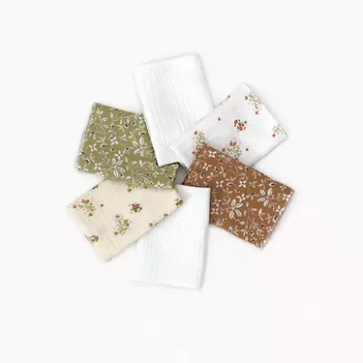 Set 3x batistute muselina Almond, White, Flowers - Buva 