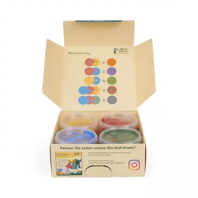 Set 4 culori vopsea organica pentru degete, pentru copii, 2 ani+, pentru pictat direct cu palma sau talpa, Gruenspecht 691-00