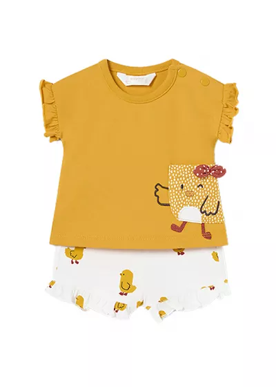 Set 4 piese din Better Cotton pentru nou-nascut, fata - Alb / Galben - Mayoral 