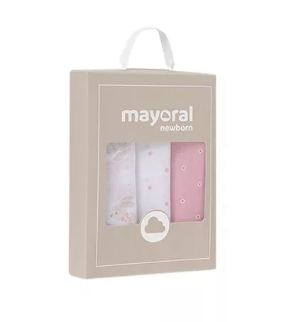 Set cadou - 3 museline iepurasi - roz - Mayoral