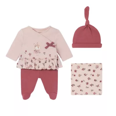 Set cadou 4 piese ECOFRIENDS bebe Flori 1-2 luni