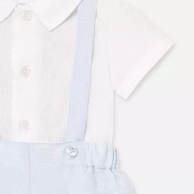 Set camasa + pantaloni scurti cu bretele - alb / bleu - Mayoral