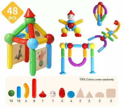 Set de constructie magnetic - STICK (48 piese)