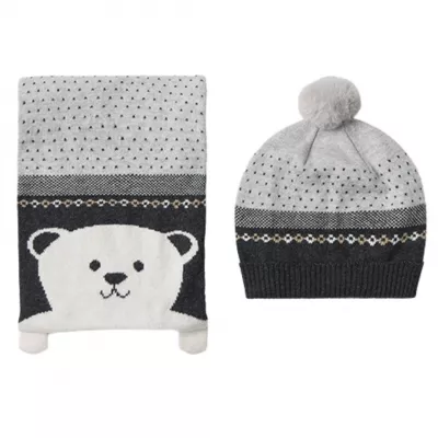 Set Gri caciula si fular ursulet bebe  - Mayoral    12 luni (80 cm)
