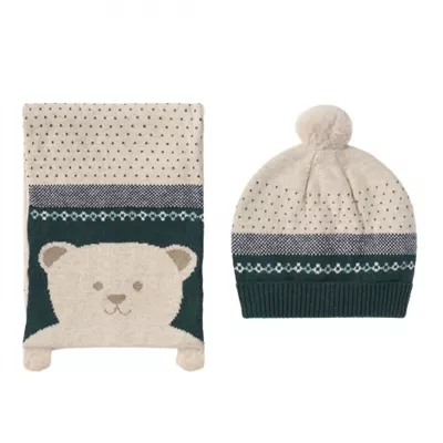 Set Gri caciula si fular ursulet bebe  - Mayoral    12 luni (80 cm)