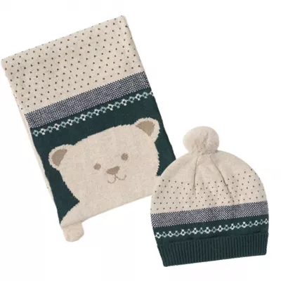 Set Gri caciula si fular ursulet bebe  - Mayoral    12 luni (80 cm)