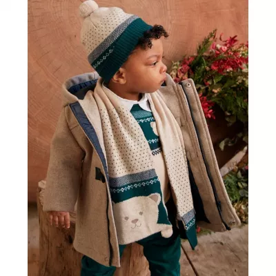 Set Gri caciula si fular ursulet bebe  - Mayoral    12 luni (80 cm)