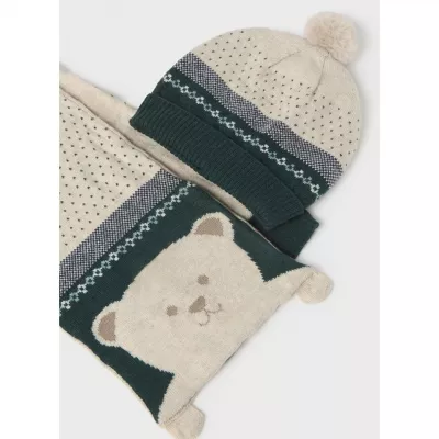 Set Gri caciula si fular ursulet bebe  - Mayoral    12 luni (80 cm)