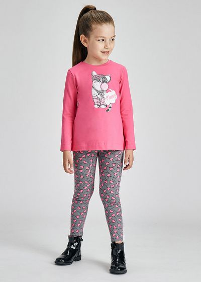 Set leggings imprimeu pisica - ECOFRIENDS, fetita - Mayoral 5 ani