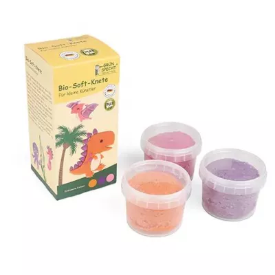 Set Plastilina organica, pentru copii, 2 ani+, 3 culori, moale, nelipicioasa, usor de modelat, roz/mov/bej, Grunspecht 680-V1