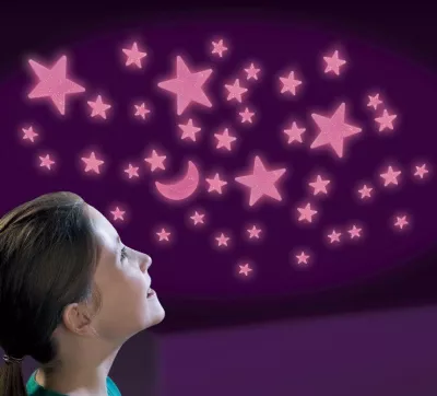Set reflectorizant cu sclipici -  Luna si stele