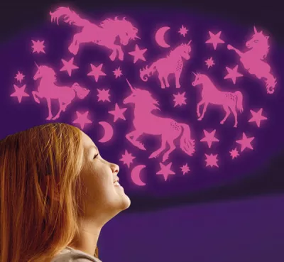 Set reflectorizant cu sclipici - Stele si unicorni
