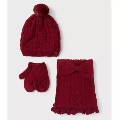 Set Rosu caciula cu fular si manusi  - Mayoral   24 luni (92 cm)