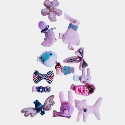 Set Roz 24 de accesorii pentru par - Drool 