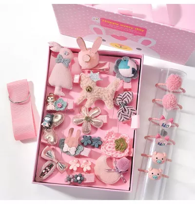 Set Roz 24 de accesorii pentru par - Drool 