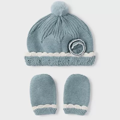 Set Roz Piersica caciula si manusi pentru nou-nascut ECOFRIENDS- Mayoral   12 luni