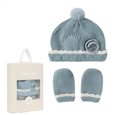 Set Roz Piersica caciula si manusi pentru nou-nascut ECOFRIENDS- Mayoral   18 luni