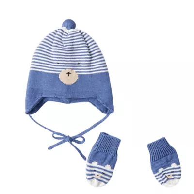 Set Urs bleu caciula si manusi pentru nou-nascut ECOFRIENDS- Mayoral    6 luni