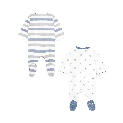 Set 2 salopete (pijamale) - dungi / stelute - Mayoral 2-4 luni