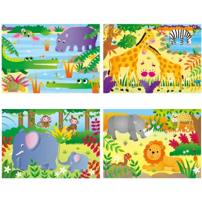 Set 4 puzzle-uri Jungla (12, 16, 20, 24 piese)