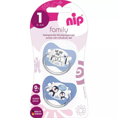 Suzeta Family Silicon marimea 1 (0 - 6 luni), nip 31003 pinguin/zebra