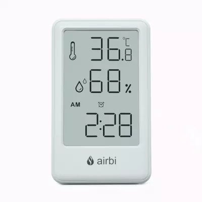Termometru si higrometru digital de camera, ceas cu alarma, memorie, suport expandabil, alb, AirBi FRAME BI1051