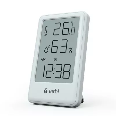 Termometru si higrometru digital de camera, ceas cu alarma, memorie, suport expandabil, alb, AirBi FRAME BI1051