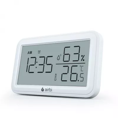 Termometru si higrometru digital de camera, ceas cu alarma, memorie, suport expandabil, alb, AirBi LINE BI1053