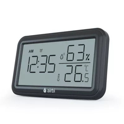 Termometru si higrometru digital de camera, ceas cu alarma, memorie, suport expandabil, negru, AirBi LINE BI1052