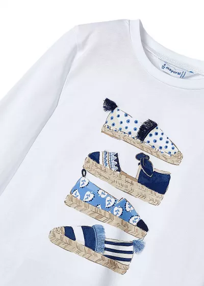 Tricou alb cu elastic par, Better Cotton, fetita - Mayoral  6 ani (116 cm)