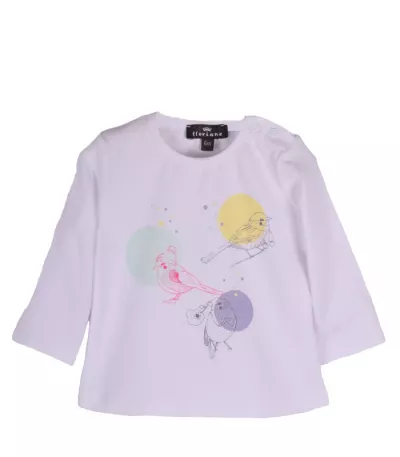 Tricou alb cu maneca lunga Birds  2 ani