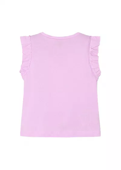 Tricou fara maneci cu perforatii si volane - mov - Mayoral