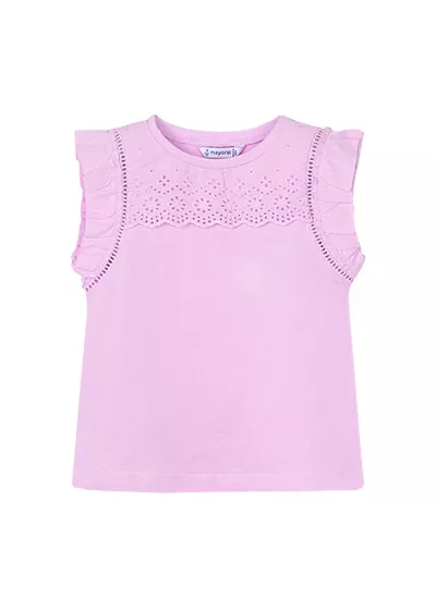Tricou fara maneci cu perforatii si volane - mov - Mayoral