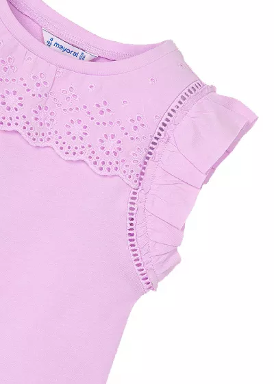 Tricou fara maneci cu perforatii si volane - mov - Mayoral 6 ani