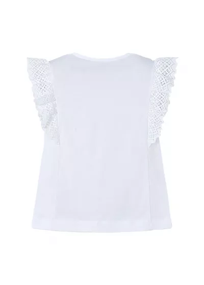 Tricou fara maneci cu volane - alb - Mayoral  8 ani
