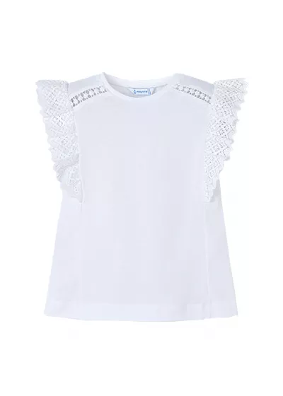 Tricou fara maneci cu volane - alb - Mayoral