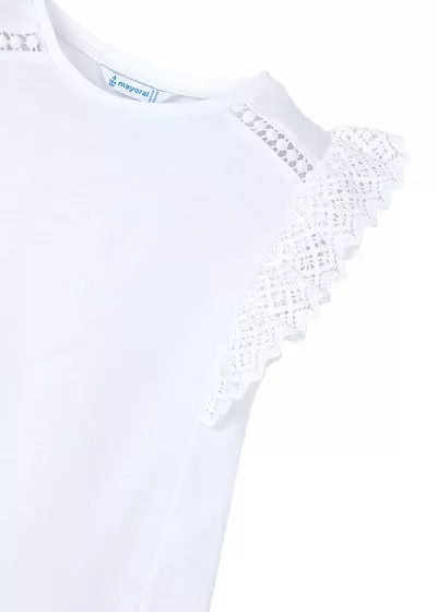 Tricou fara maneci cu volane - alb - Mayoral