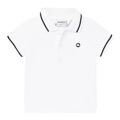 Tricou polo clasic cu maneca scurta - Alb/Bleumarin - Mayoral 12 luni