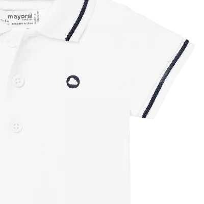 Tricou polo clasic cu maneca scurta - Alb/Bleumarin - Mayoral 12 luni